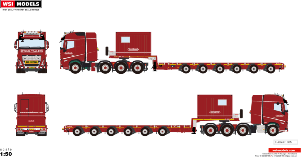 Nooteboom Redline Series - 6-axle MANOOVR + 10ft container with Volvo FH5 Globetrotter 8x4