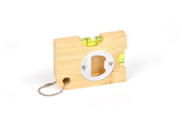 Bamboo bottle opener with spirit level